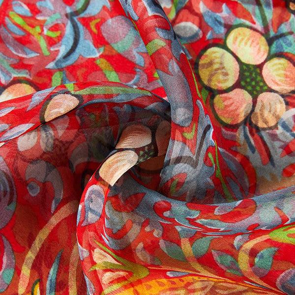 Signare William Morris Strawberry Thief Red - 100% Pure Silk Art Scarf