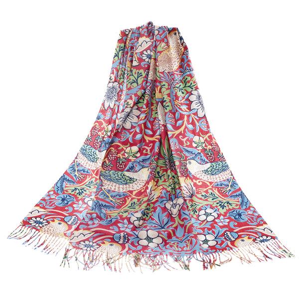 signare William Morris Strawberry Thief Red - Art Pashmina