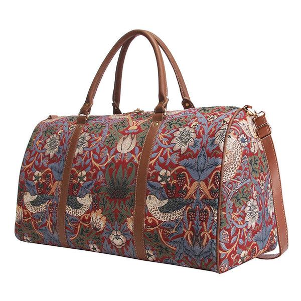Signare William Morris Strawberry Thief Red - Big Holdall Bag