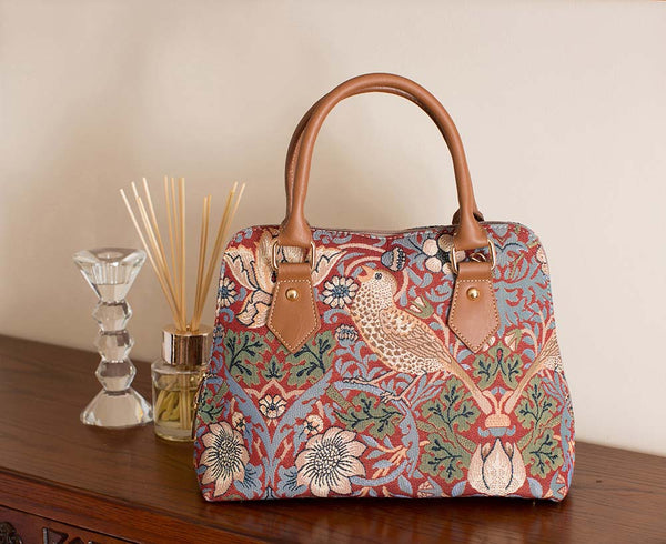 Signare William Morris Strawberry Thief Red - Convertible Bag