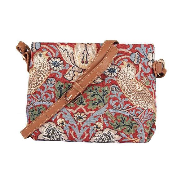 Signare William Morris Strawberry Thief Red - Cross Body Bag