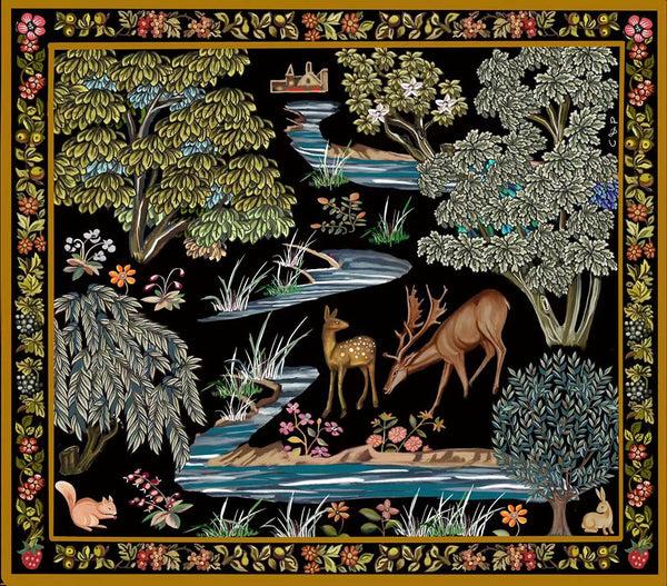 Signare William Morris The Brooks Black - Wall Hanging 140cm X 124cm (120 Rod)