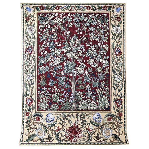 Signare William Morris Tree Of Life Red - Wall Hanging In 3 Sizes