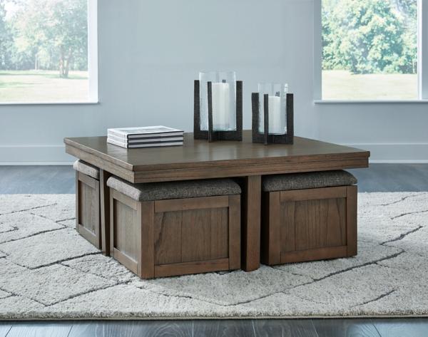 signature design by ashley Boardernest Coffee Table with 4 Stools