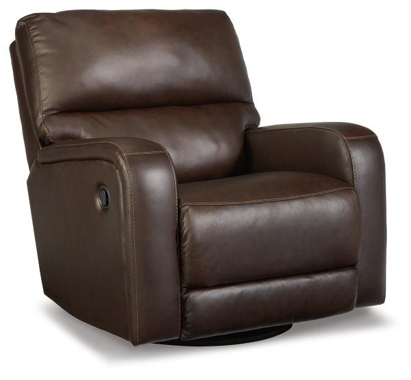 Signature Design By Ashley Emberla Manual Swivel Glider Leather Recliner