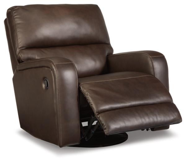 Signature Design By Ashley Emberla Manual Swivel Glider Leather Recliner