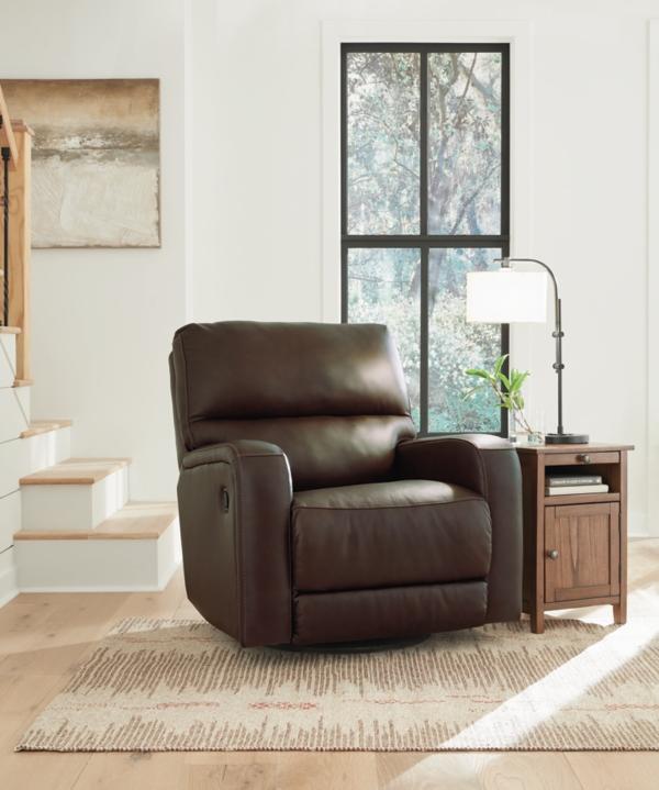 signature design by ashley Emberla Manual Swivel Glider Leather Recliner