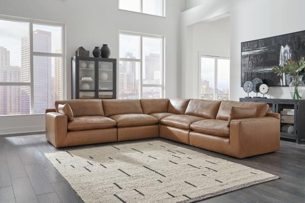 signature design by ashley Emilia 5-Piece Leather Modular Sectional