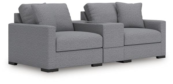 signature design by ashley Omaha by Ashley 3-Piece Modular Next-Gen Nuvella™ Performance Fabric Loveseat with Storage Console