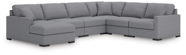 signature design by ashley Omaha by Ashley 6-Piece Modular Next-Gen Nuvella™ Performance Fabric Sectional with Chaise