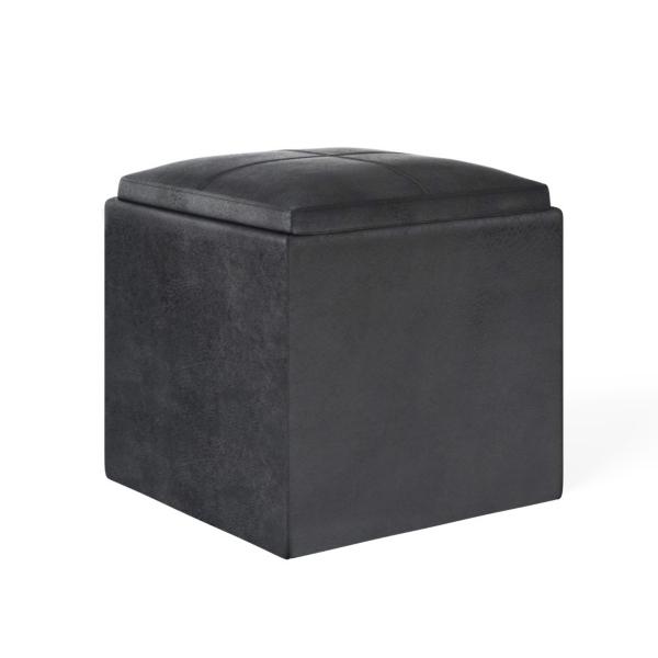 Signature Design By Ashley Rockwood 17" Cube Storage Ottoman With Tray
