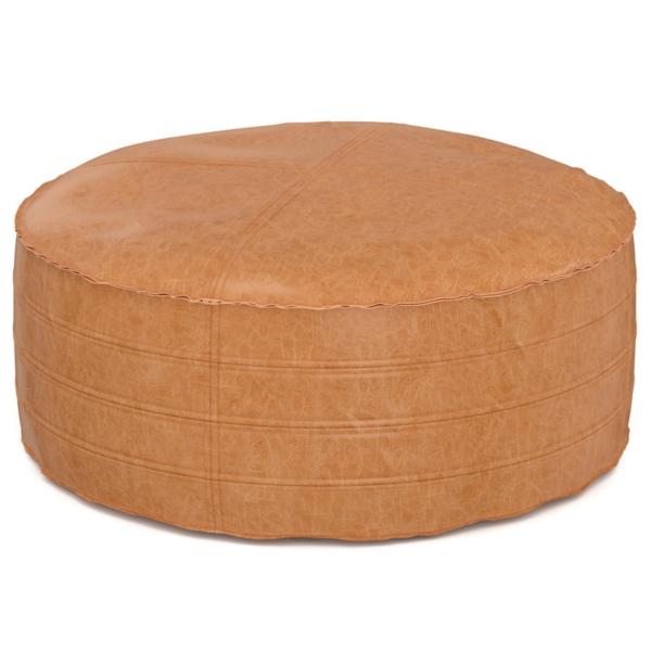 Signature Design By Ashley Simpli Home Brody Round Ottoman In Distressed Faux Leather