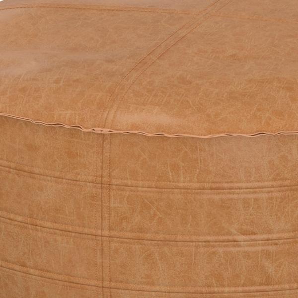 Signature Design By Ashley Simpli Home Brody Round Ottoman In Distressed Faux Leather