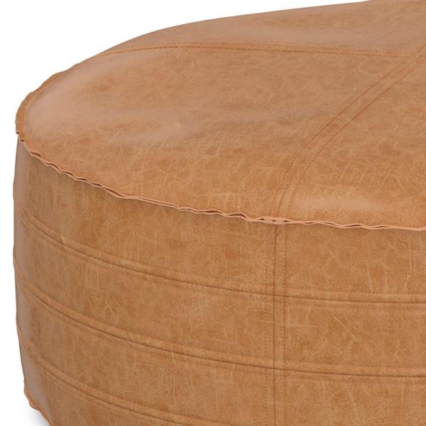 Signature Design By Ashley Simpli Home Brody Round Ottoman In Distressed Faux Leather