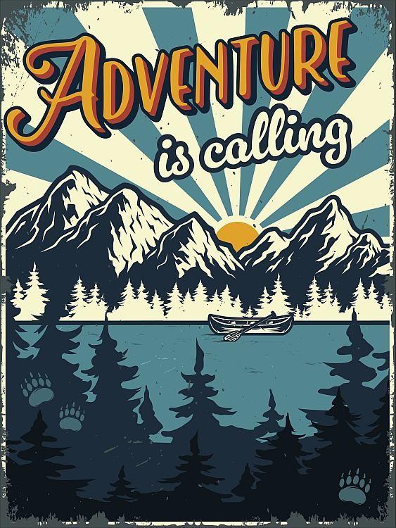 signs 4 fun Adventure is Calling Canoe Mountains Magnet