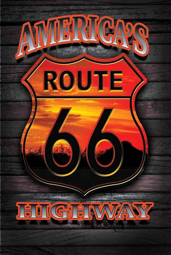 signs 4 fun America's Highway Sunset Shield Postcard