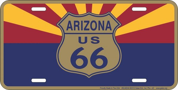 signs 4 fun Arizona Route 66 w/ State Flag License Plate