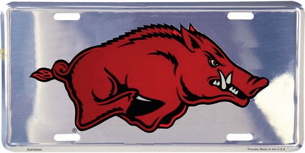 signs 4 fun Arkansas Razorbacks Polished License Plate