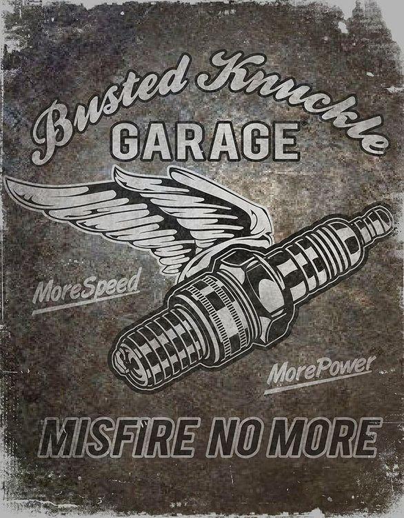 signs 4 fun Busted Knuckle Spark Plug Metal Tin Sign