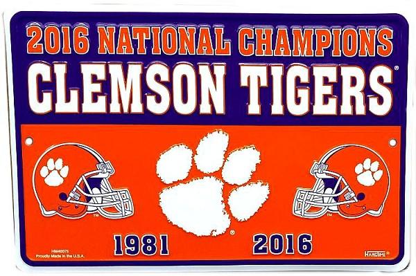 signs 4 fun Clemson Tigers National Champs Small Parking Sign