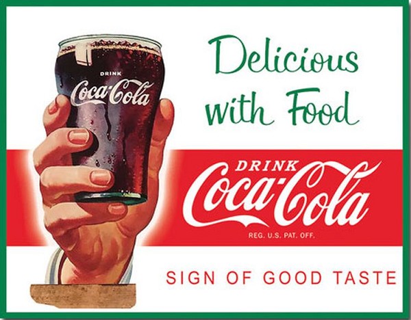 signs 4 fun Coke - Delicious with Food Metal Tin Sign