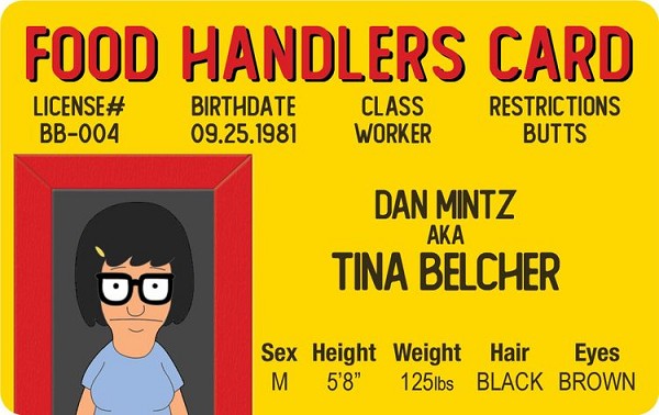 signs 4 fun Dan Mintz - Tina Belcher - Bob's Burgers ID