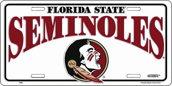 signs 4 fun Florida State White Seminoles License Plate