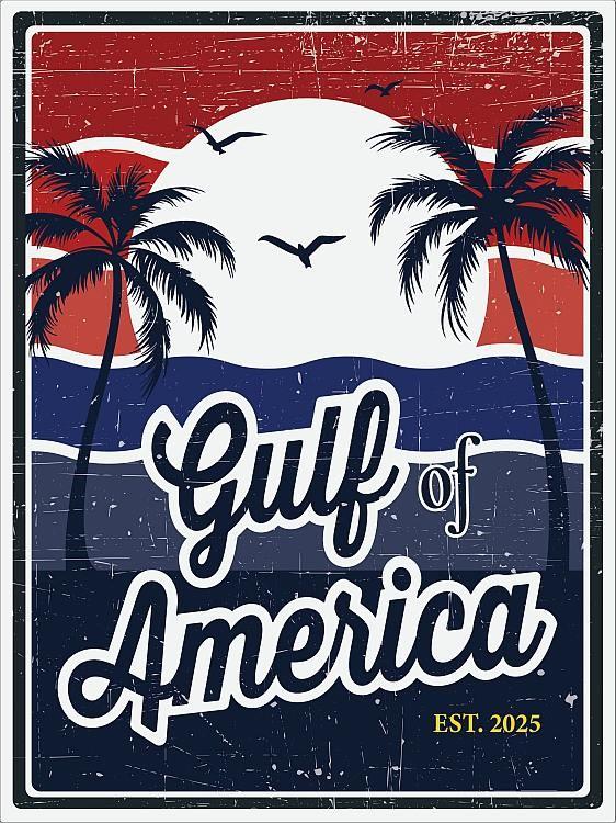 signs 4 fun Gulf of America Red White Blue Metal Sign
