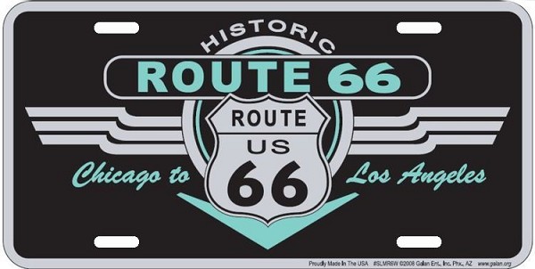 signs 4 fun Historic Route 66 Black Deco License Plate