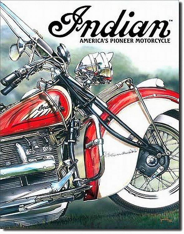 signs 4 fun Indian Motorcycle America's Pioneer Metal Tin Sign