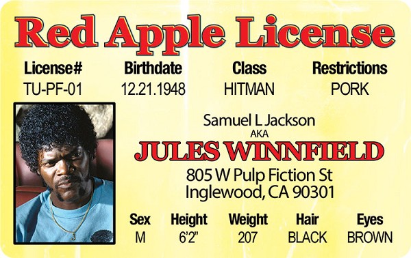 signs 4 fun Jules Winnfield (Samuel L Jackson in Pulp Fiction)
