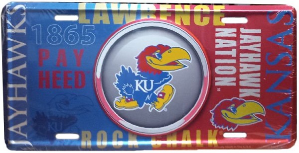 signs 4 fun Kansas Univ Jayhawks Bullseye License Plate