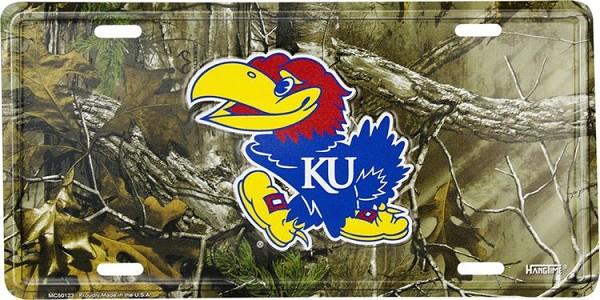 signs 4 fun Kansas Univ Jayhawks Realtree camo License Plate
