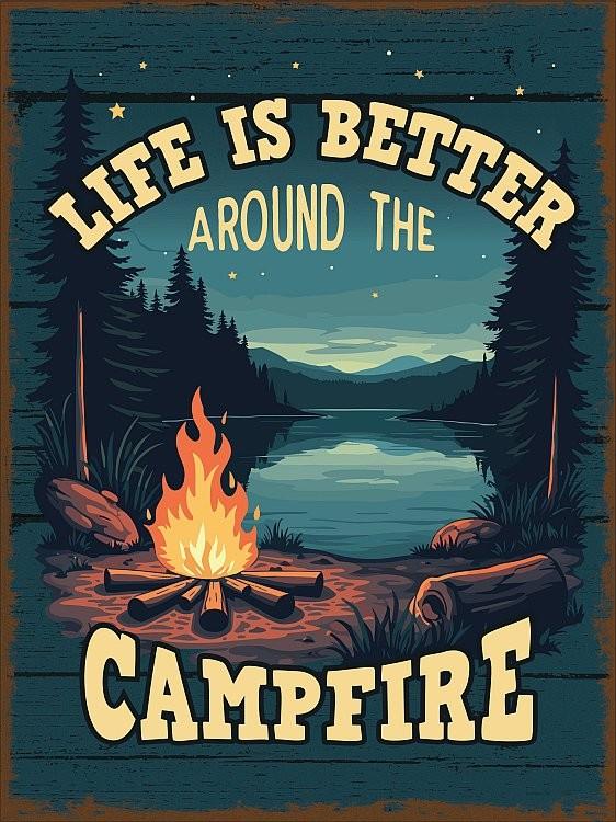 signs 4 fun Life is better around the campfire Metal Sign
