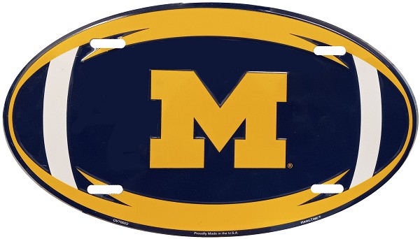 signs 4 fun Michigan Univ Wolverines Go Blue Oval License Plate