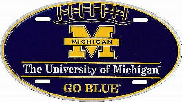 signs 4 fun Michigan Univ Wolverines Go Blue Oval Old License Plate