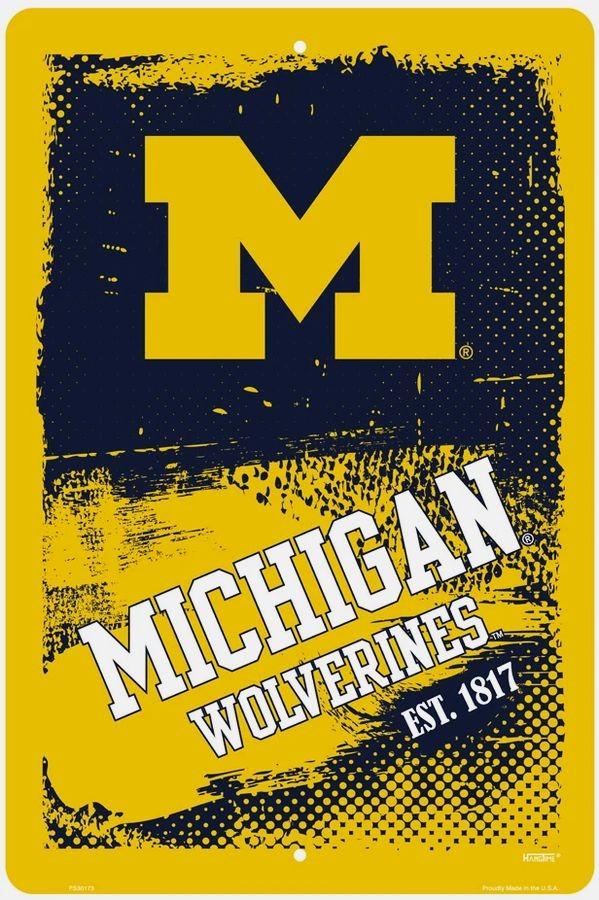signs 4 fun Michigan Univ Wolverines Grunge Large Parking Sign