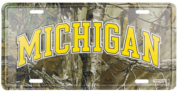 signs 4 fun Michigan Univ Wolverines Realtree camo License Plate