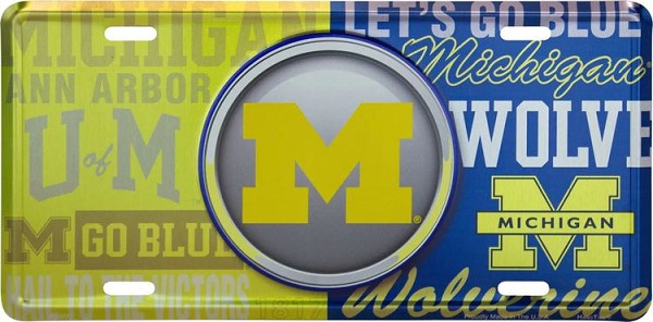 signs 4 fun Michigan Wolverines Bullseye License Plate