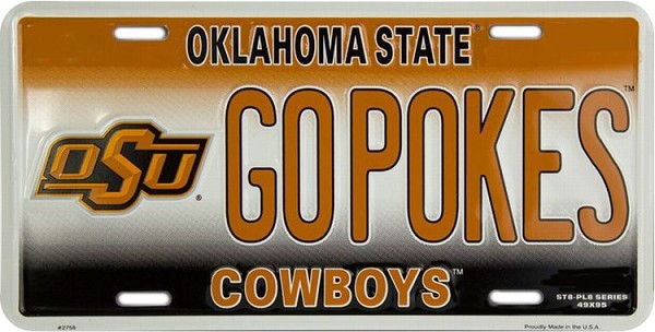 signs 4 fun Oklahoma State Univ. Cowboys License Plate