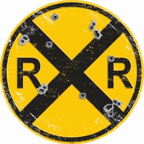 signs 4 fun Railroad with Bullet Holes 24 inch Large Round Sign