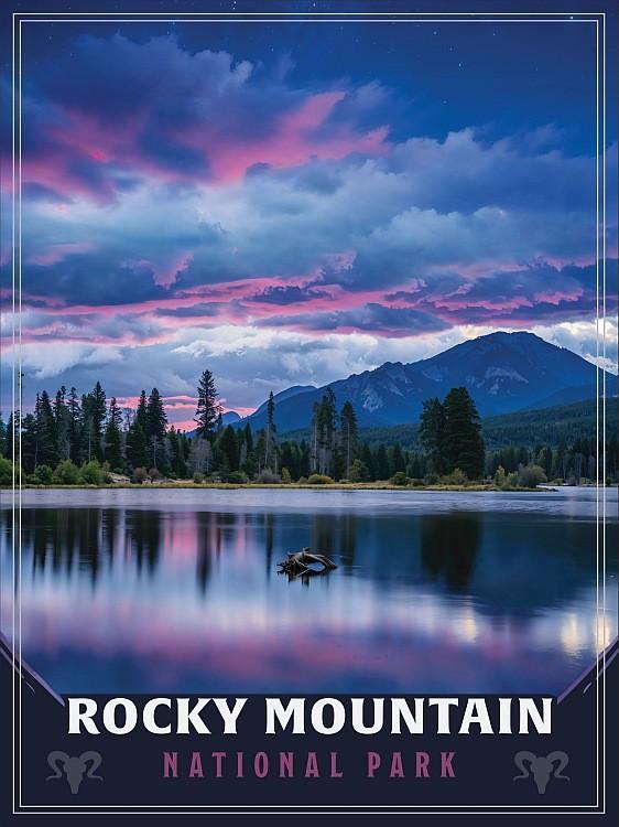 signs 4 fun Rocky Mountain National Park Lake sunset Magnet