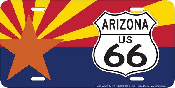 signs 4 fun Route 66 Az Flag And Shield License Plate