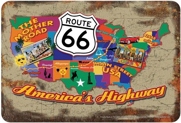 signs 4 fun Route 66 Map America's Hwy Sm. Parking Sign
