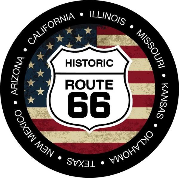 signs 4 fun Route 66 Round Shield And Flag Large Sticker