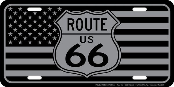 signs 4 fun Route 66 Tactical US Flag W/ Shield License Plate