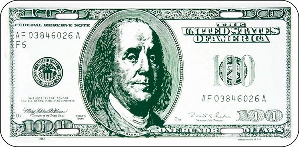 signs 4 fun $100 Bill License Plate