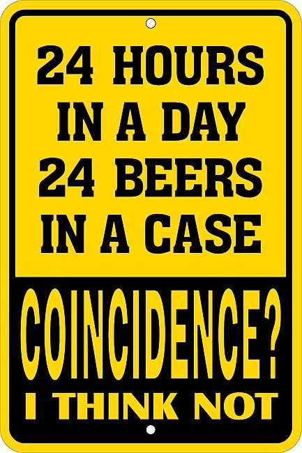 signs 4 fun 24 Hours 24 Beers Sm. Parking Sign