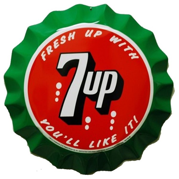 signs 4 fun 7 Up Molded Bottle Cap Die Cut Sign