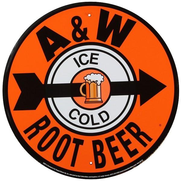 signs 4 fun A & W Root Beer Round Sign